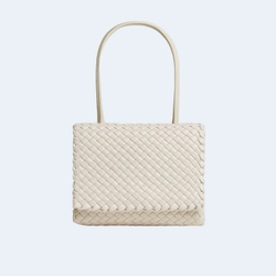 보테가 베네타 초크 패티 탑 핸들백 베이지